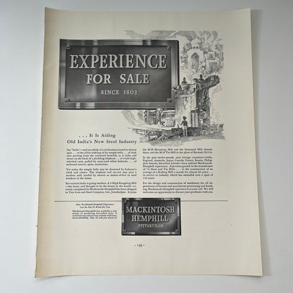 Old India's New Steel Industry Mackintosh Hemphill Pittsburgh 1935 Ad V1-4