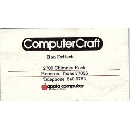 Ron Deitsch ComputerCraft Houston TX Vintage Business Card SD9-B2