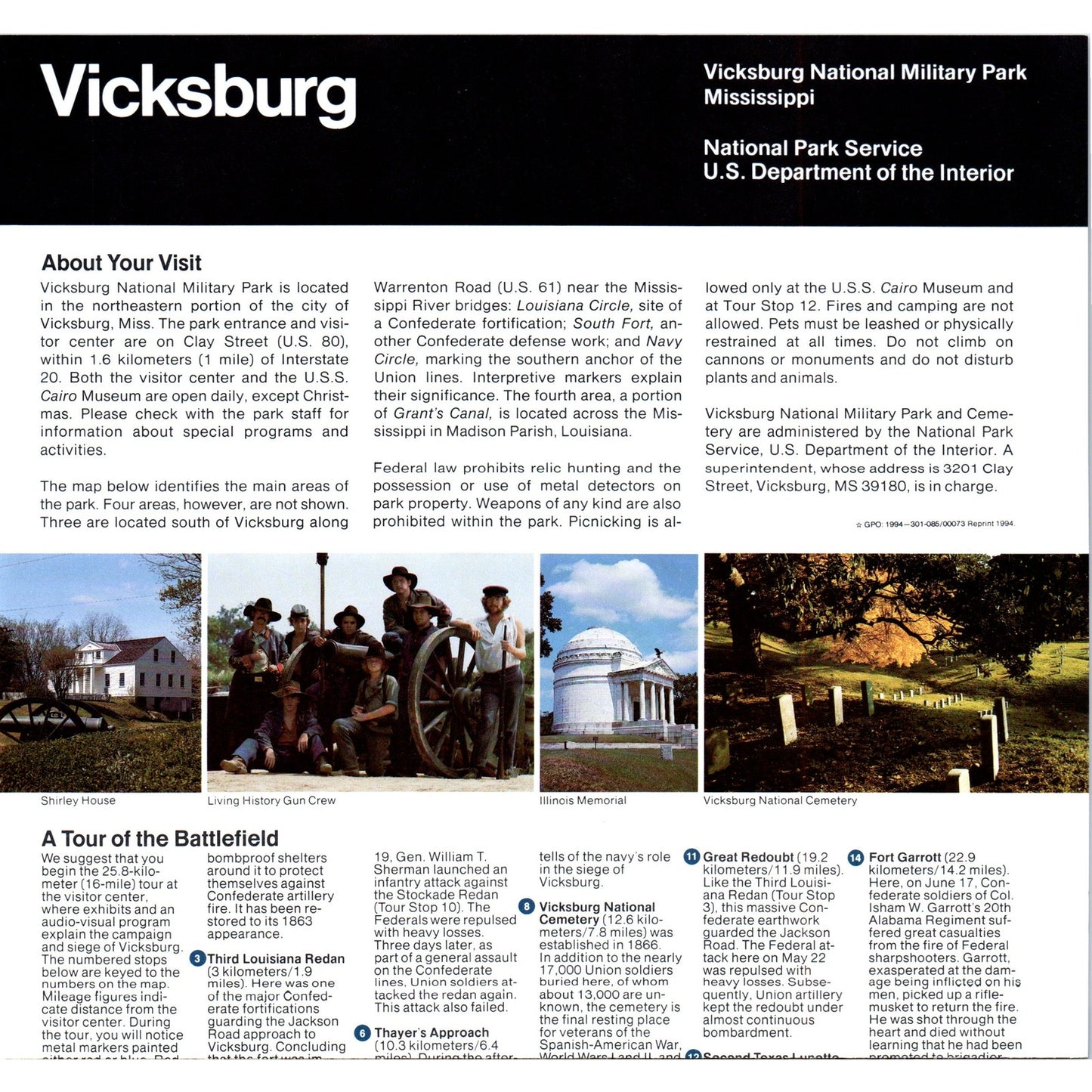 Vintage Vicksburg National Military Park Mississippi Travel Brochure TF4-B2