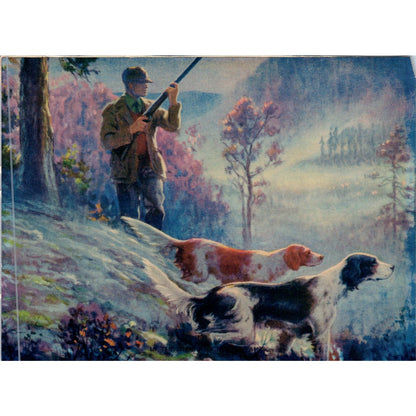 1940s G B Fox Art Print In the Blue Ridge Mountains Hunting w Dogs 5.75x7.75 AD7