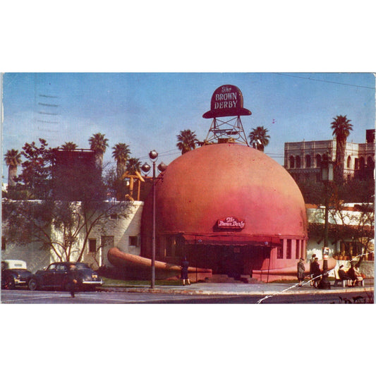 1949 Hollywood Brown Derby Restaurant California Vintage Postcard PD10