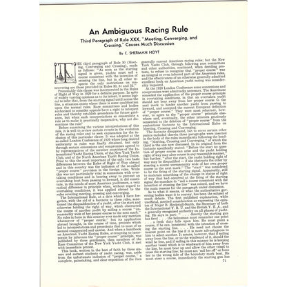 An Ambiguous Rule in Yachting C. Sherman Hoyt 1932 Article V1-4