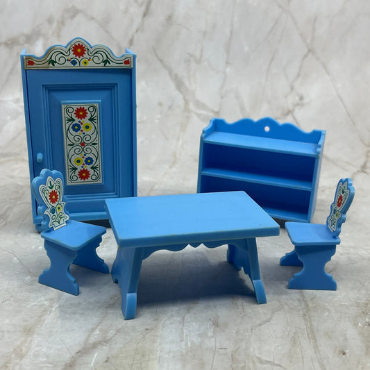 Vtg c1970 West Germany Jean Hofler Blue Dollhouse Furniture Set of 5 TE9