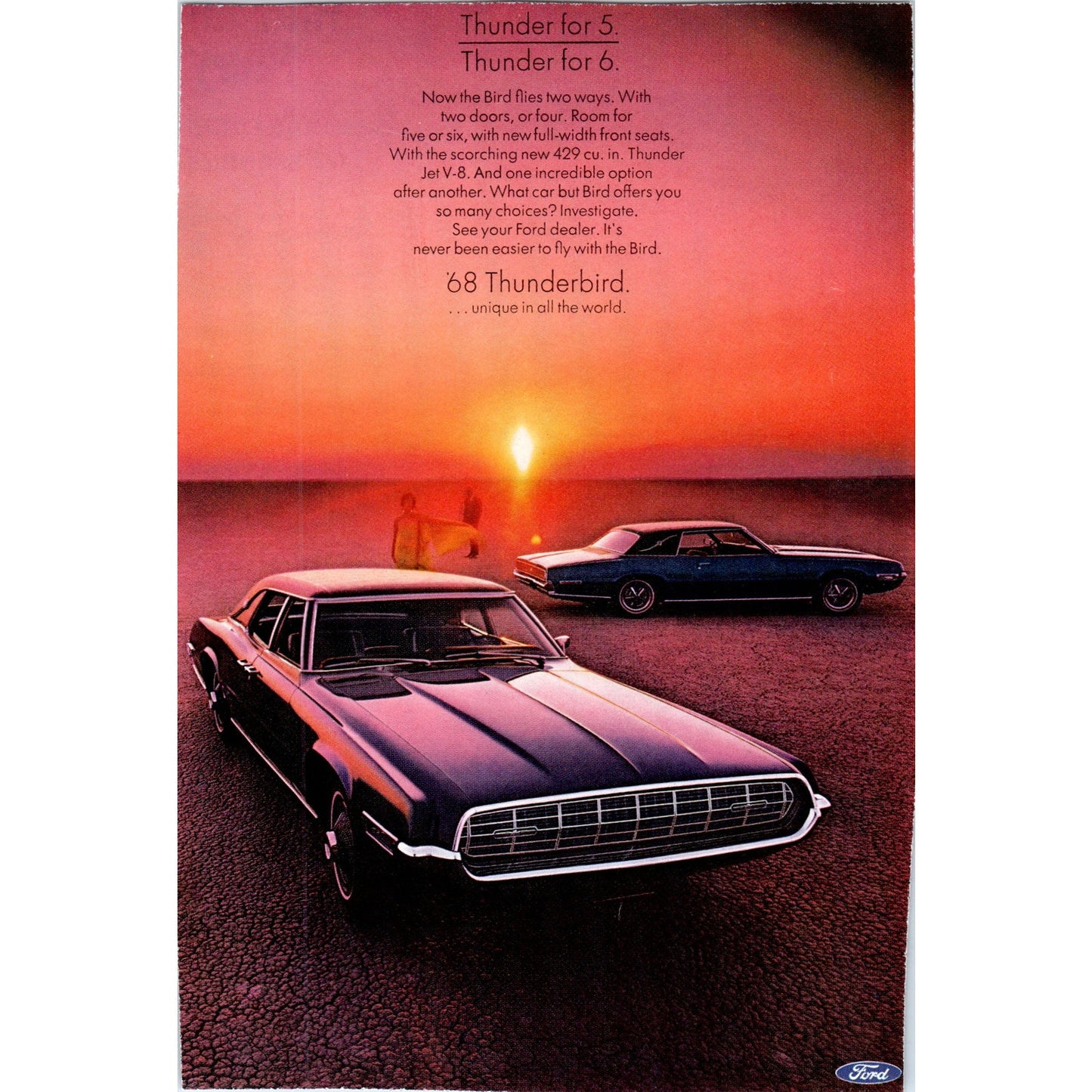 1968 Ford Thunderbird Room for Six Automobile Car - Vintage Magazine Ad D20