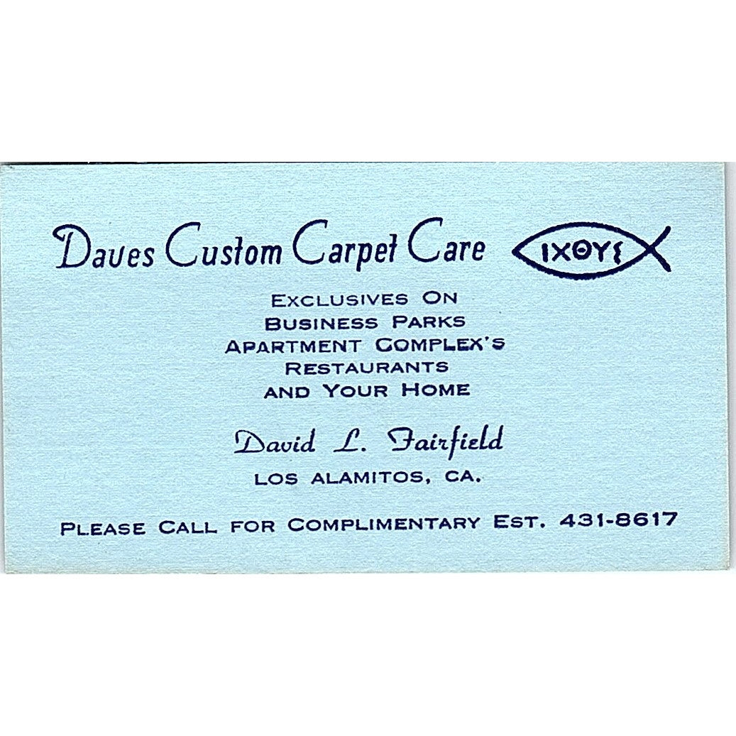 Dave's Custom Carpet Care, David L. Fairfield, Los Alamitos, CA Business Card Sf3-B6