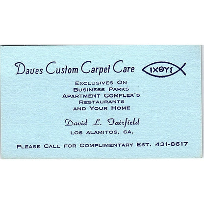 Dave's Custom Carpet Care, David L. Fairfield, Los Alamitos, CA Business Card Sf3-B6