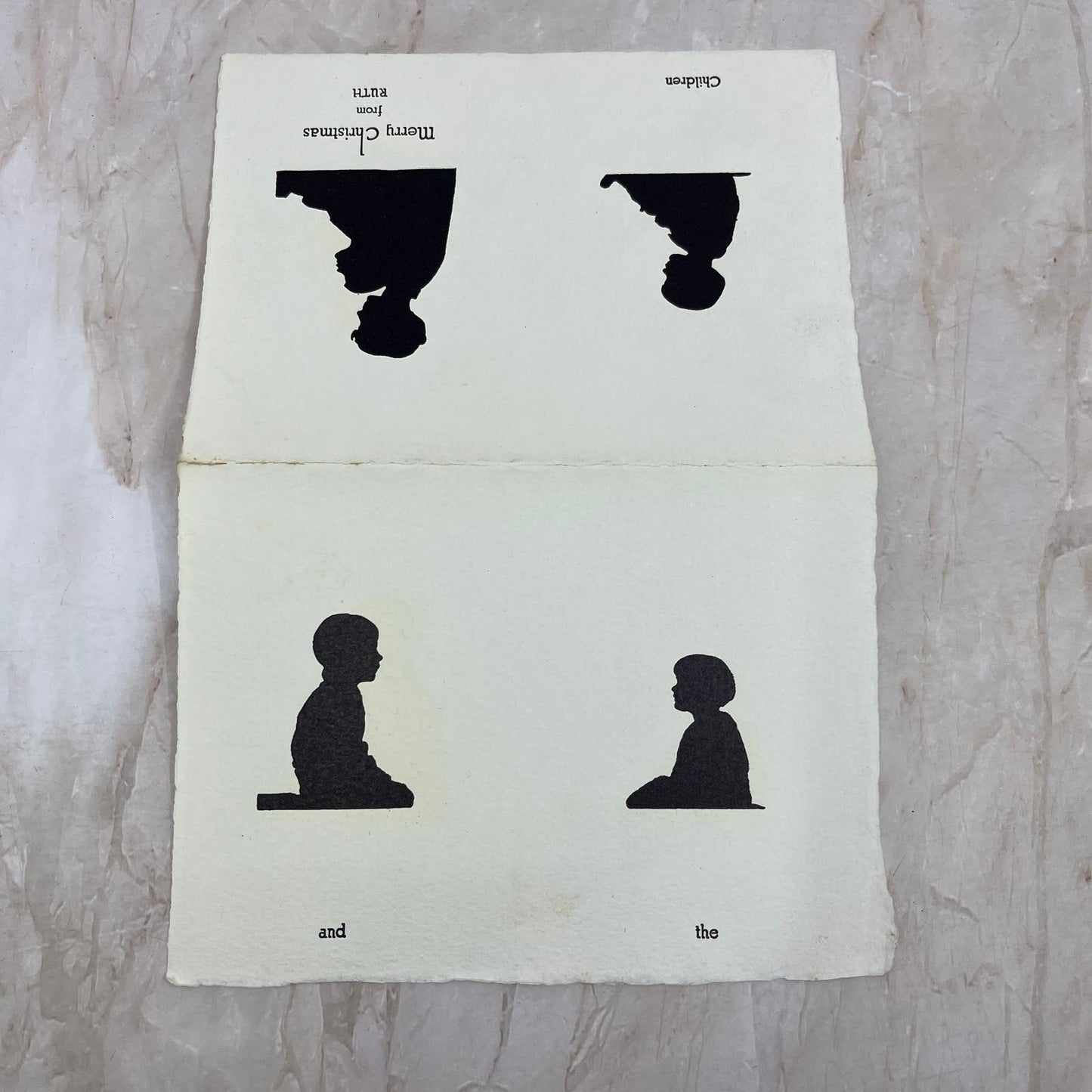Vintage Lot 25 Silhouette Cards “Merry Christmas From Ruth and the Children” TI9