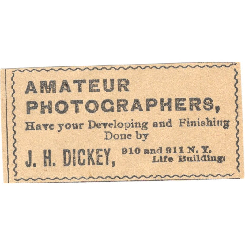 J.H. Dickey Amateur Photographers St. Paul 1898 Newspaper Ad AF2-S7