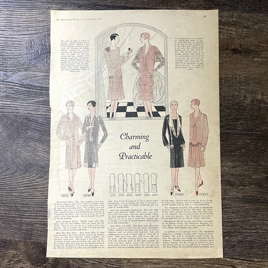 1927 Women's Fashion Trends Charming & Practicable Magazine Article 10x14 V11