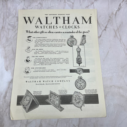 Waltham Watches-Clocks MA 1928 Original Magazine Advertisement FL6-8