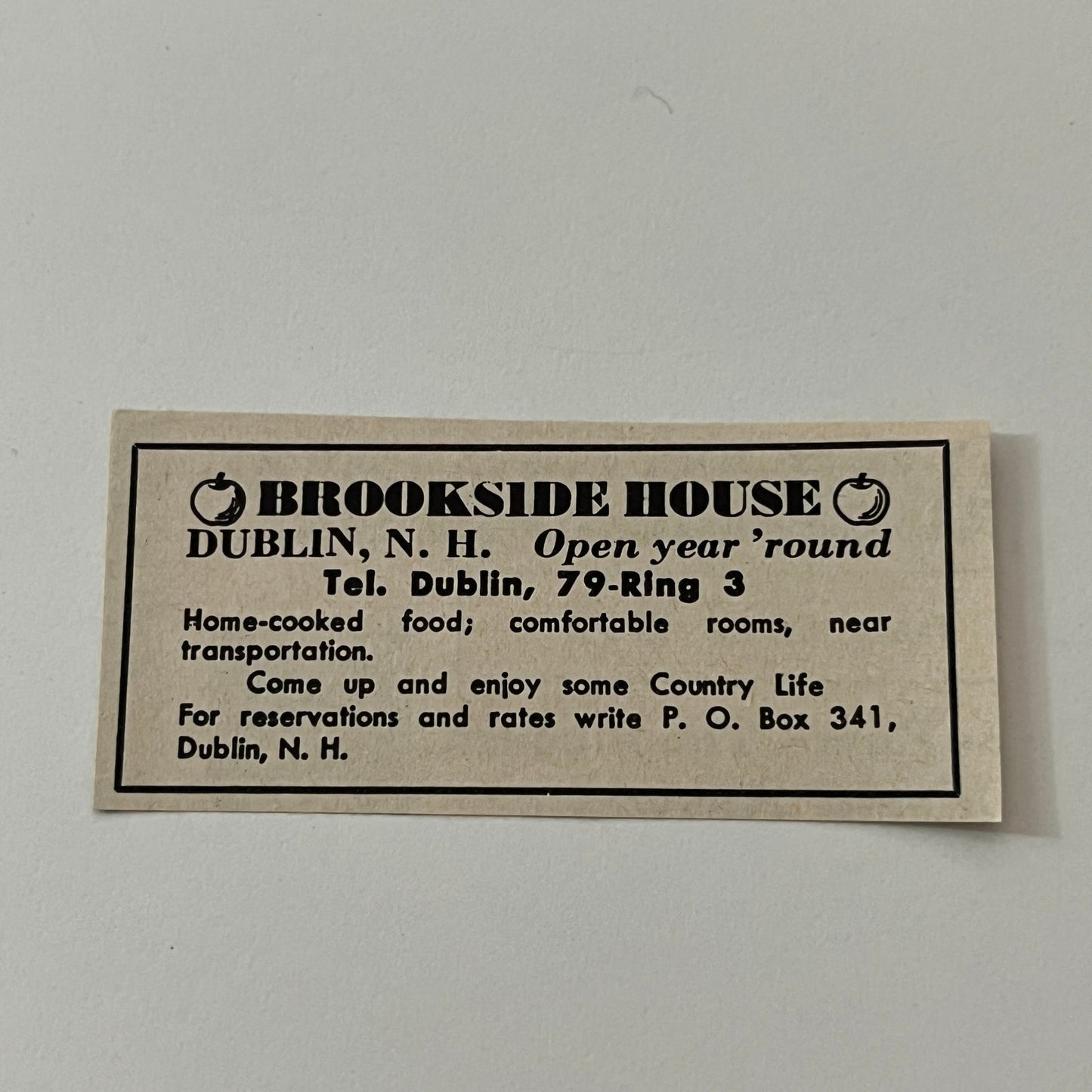 Brookside House Country Life Dublin NH 1952 Yankee Magazine Ad SAG5-S1