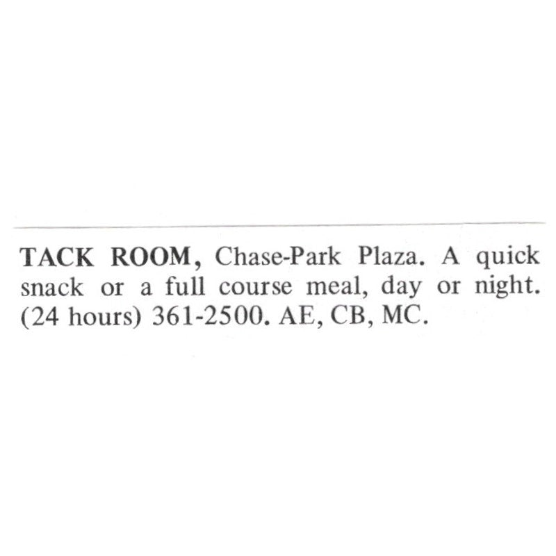 Tack Room Restaurant Chase-Park Plaza St. Louis 1971 Magazine Ad AD8-O1