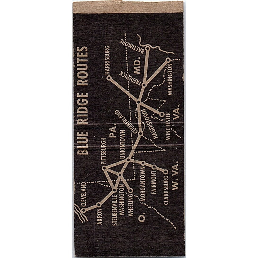 Blue Ridge Express Bus Routes Vintage Matchbook Cover SF3-Y2