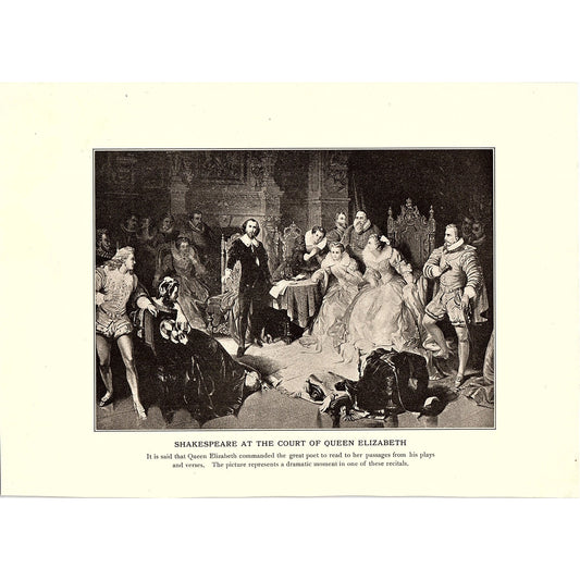 Shakespeare at the Court of Queen Elizabeth Vintage Art Print 6x9 V12