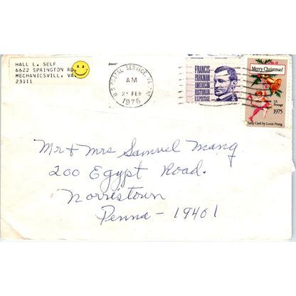 1976 Hall L. Self Mechanicsville PA to Norristown Postal Cover Envelope TG7-PC3