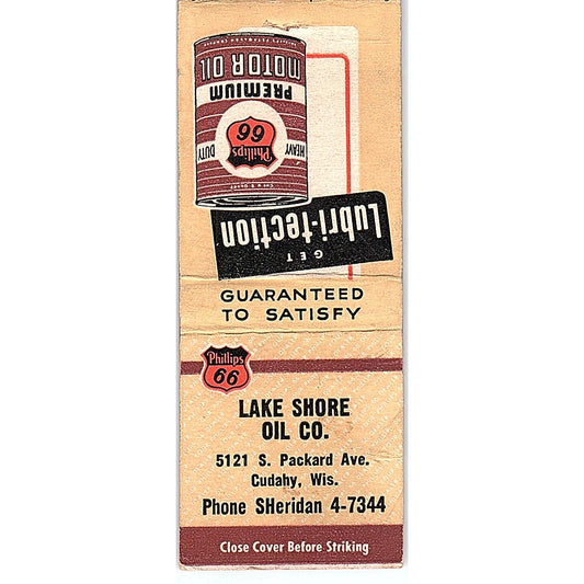 Lake Shore Oil Co Cudahy WI Phillips 66 Vintage Matchbook Cover SC7-Y6