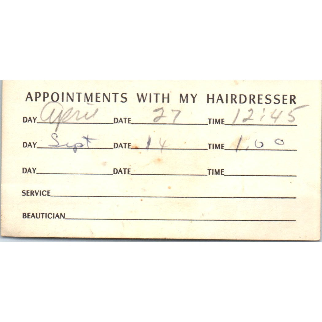 Mary's Beauty Salon Mary G Coffee Long Beach Vintage Business Card SD8-B10