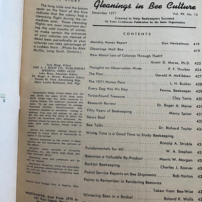 1971 Dec - Gleanings in Bee Culture Magazine - Bees Beekeeping Honey M9