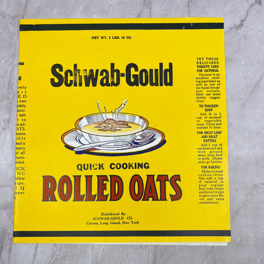 Schwab-Gould Rolled Oats Label Schwab-Gould Co Corona Long Island NY TH9