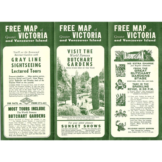 Butchart Gardens Vancouver Islands Victoria BC 1960s Travel Brochure TH2-TB4