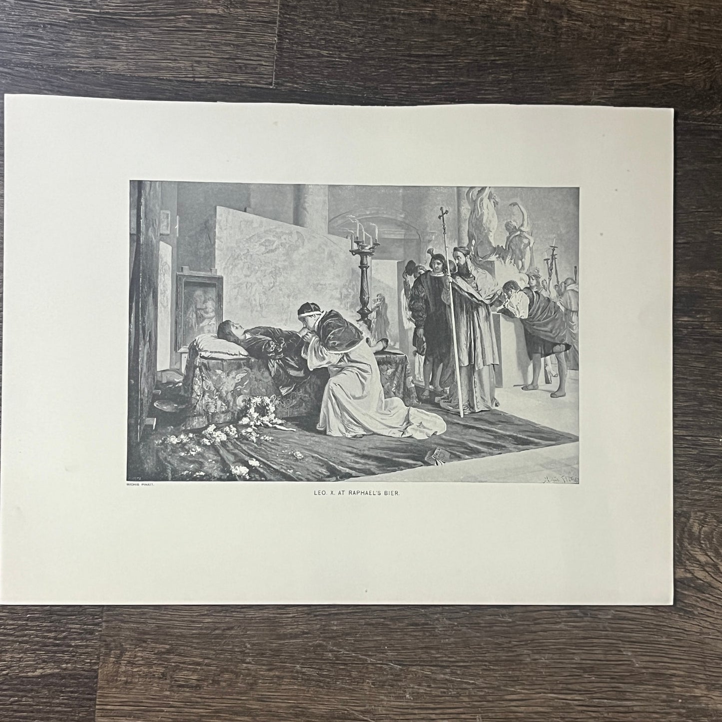 Leo. X. at Raphael's Bier Engraving Michis Pinxit Vintage Art Print 9x12 V6