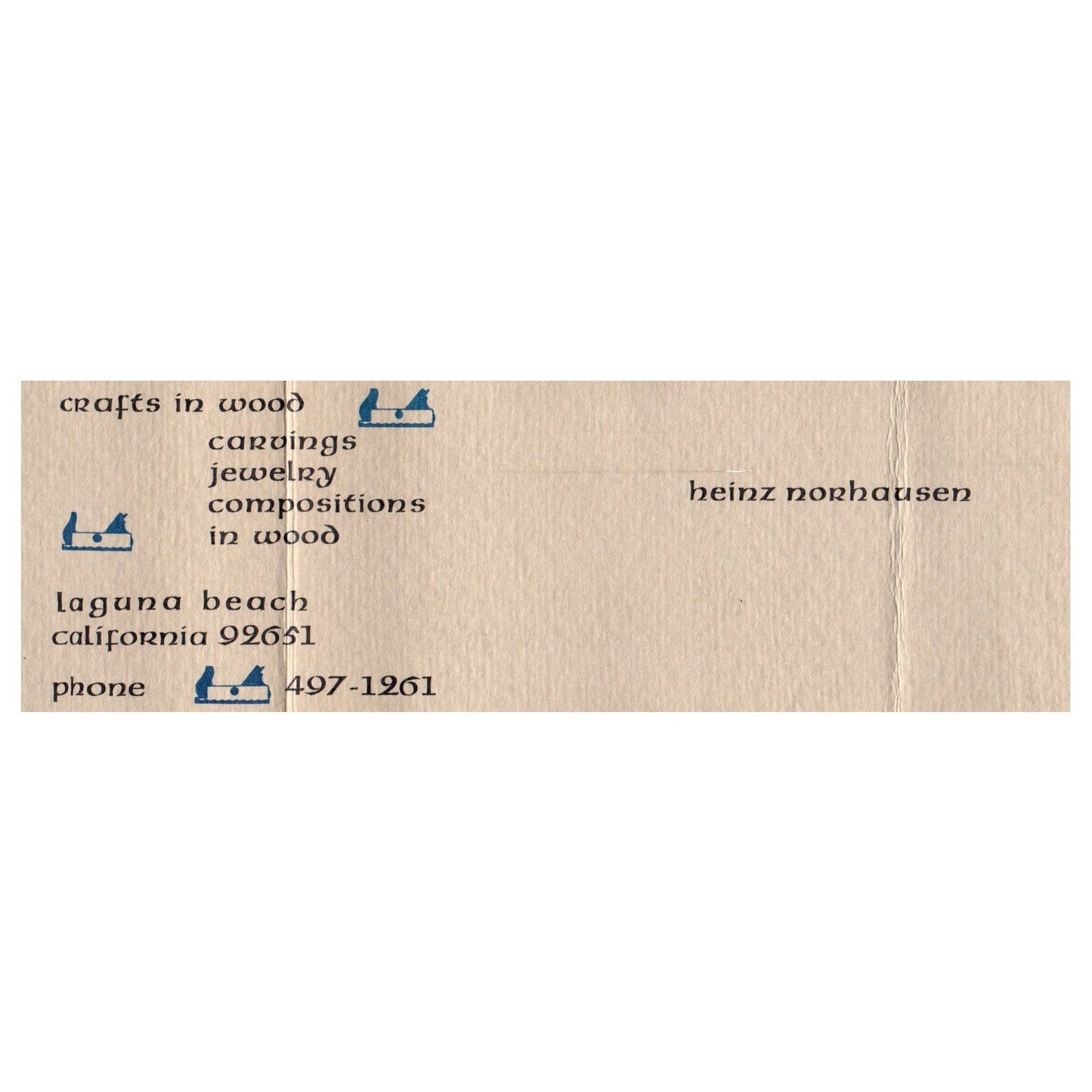 Heinz Norhausen, Laguna Beach CA Business Card SF3-B1