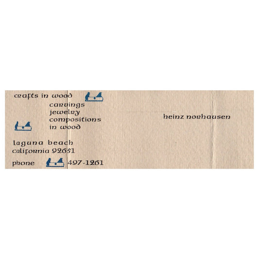 Heinz Norhausen, Laguna Beach CA Business Card SF3-B1
