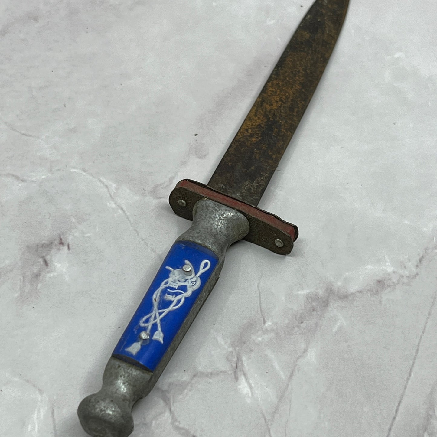 Vintage Japanese Metal & Blue/White Lucite Letter Opener 7" SC1