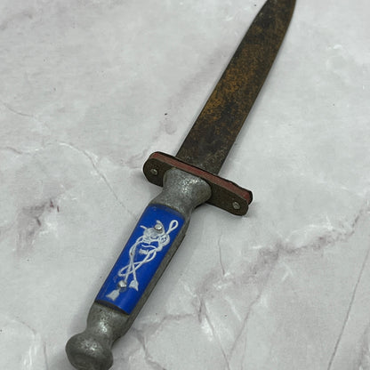 Vintage Japanese Metal & Blue/White Lucite Letter Opener 7" SC1