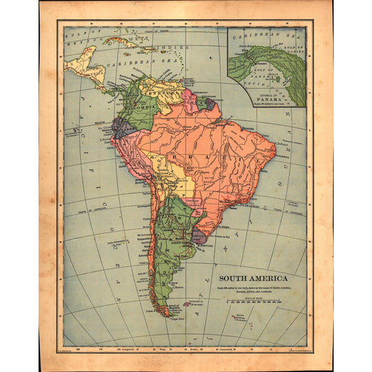 Map of South America 1901 Map V14-1