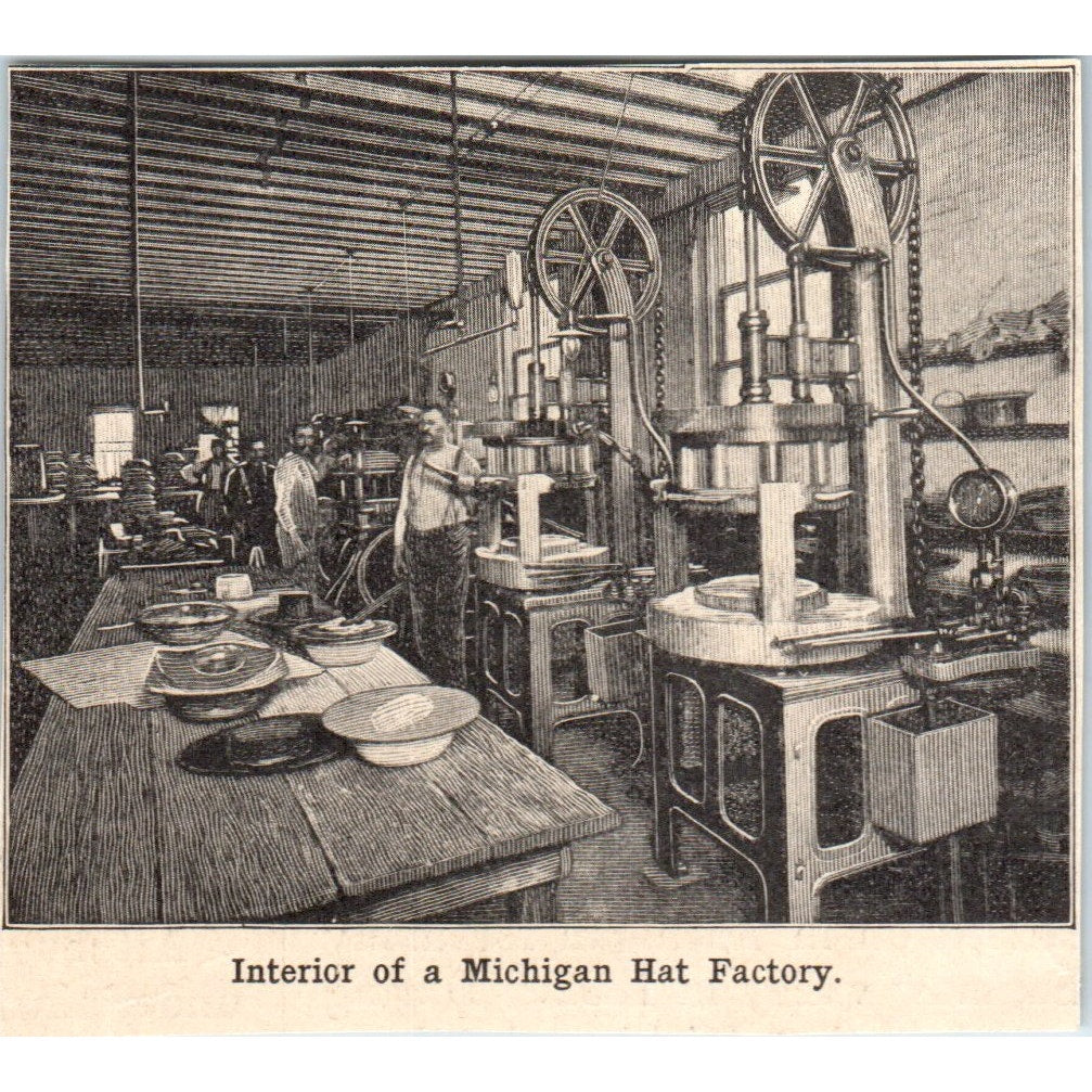 Interior of a Michigan Hat Factory 1901 Engraving AF2-P1