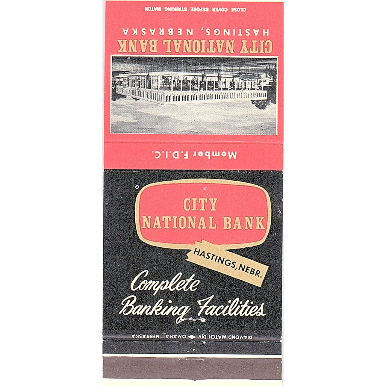 City National Bank Hastings NE Vintage Matchbook MM4-10