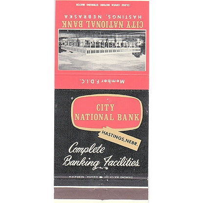 City National Bank Hastings NE Vintage Matchbook MM4-10