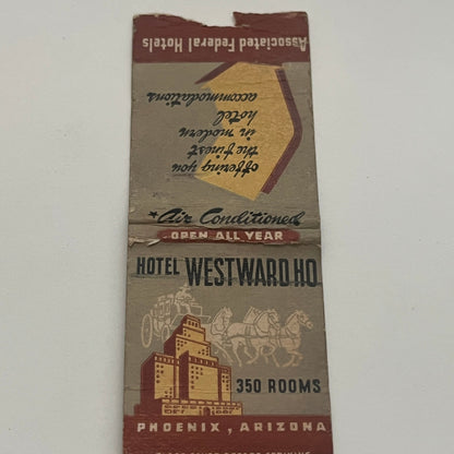 Hotel Westward Ho Phoenix Arizona Vintage Matchbook Cover MM4-1