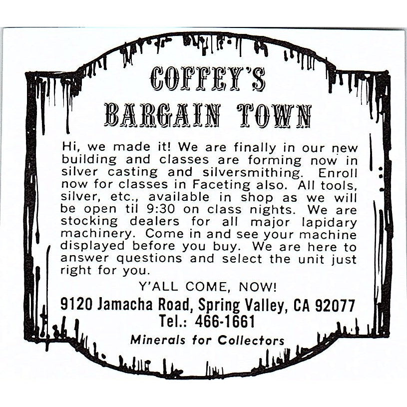 Coffey's Bargain Town Spring Valley CA 1972 Ad AF8-M1