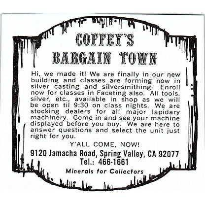 Coffey's Bargain Town Spring Valley CA 1972 Ad AF8-M1
