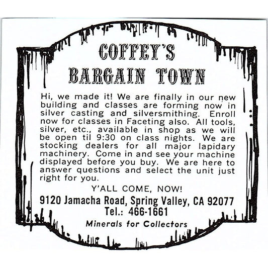 Coffey's Bargain Town Spring Valley CA 1972 Ad AF8-M1
