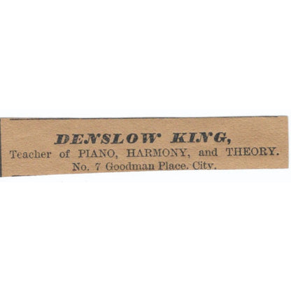 Denslow King Piano Teacher Goodman Place Hartford 1886 Newspaper Ad AF7-SS6