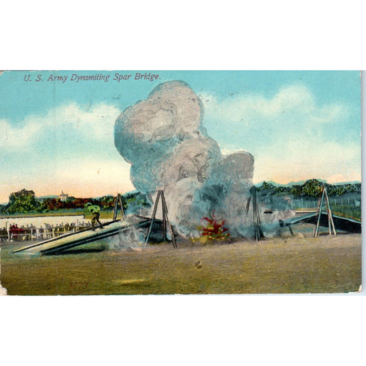 1912 Spanish American War US Army Dynamiting Spar Bridge Original Postcard PD2