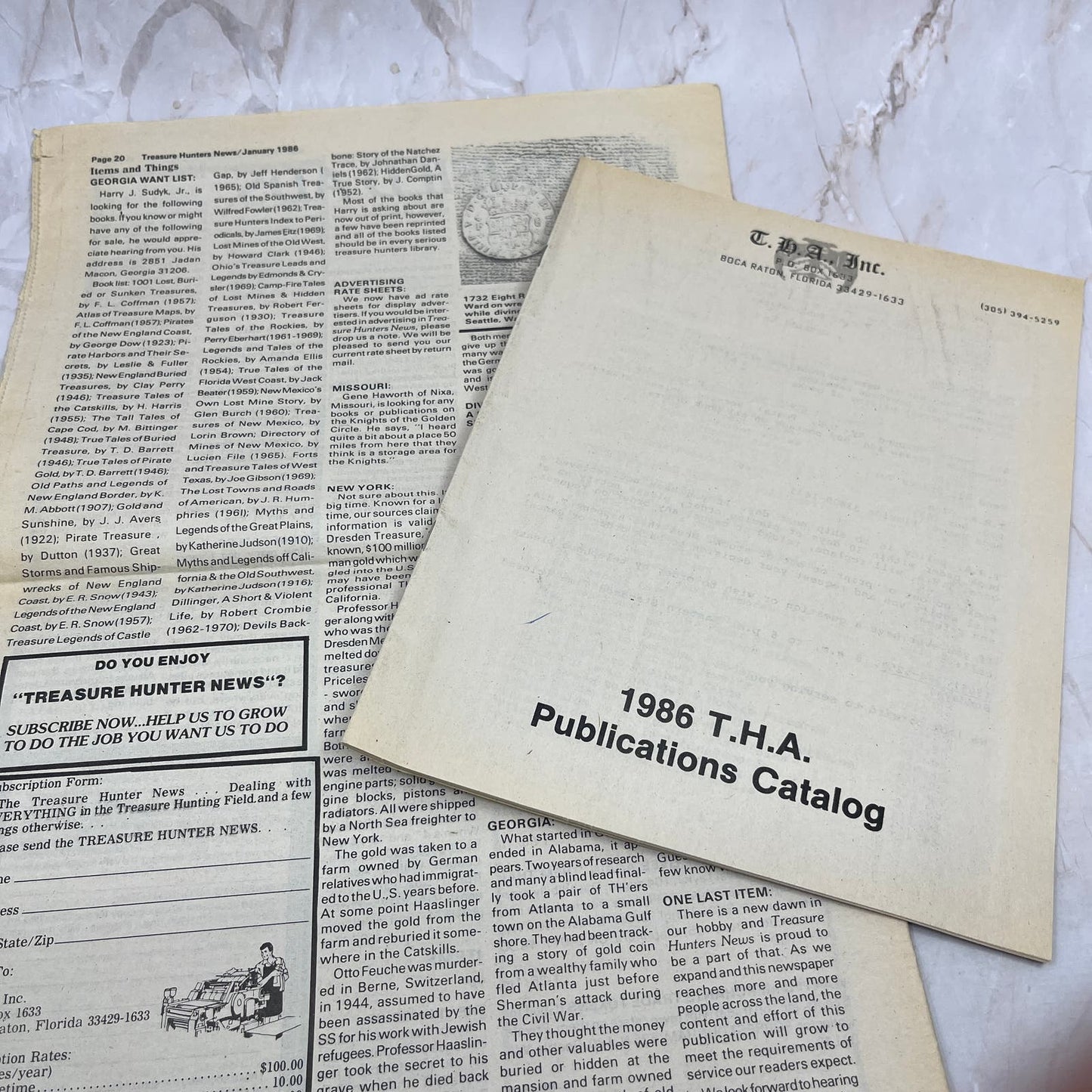 1986 Jan - T.H.A. Treasure Hunter News Newspaper - Boynton Beach FL M11