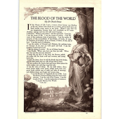 c1920 The Blood of the World Dr. Frank Crane Vincent Aderente Art Print 6x9" V17