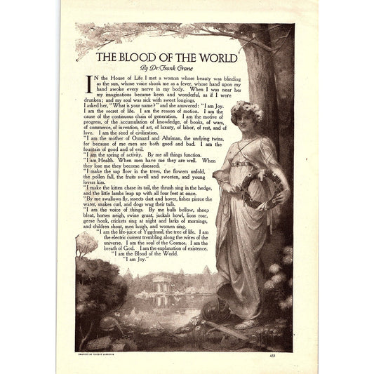 c1920 The Blood of the World Dr. Frank Crane Vincent Aderente Art Print 6x9" V17