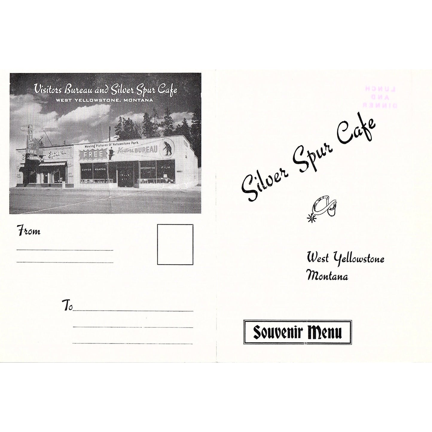 1950s SIlver Spur Cafe West Yellowstone Montana Souvenir Menu AF9-H2