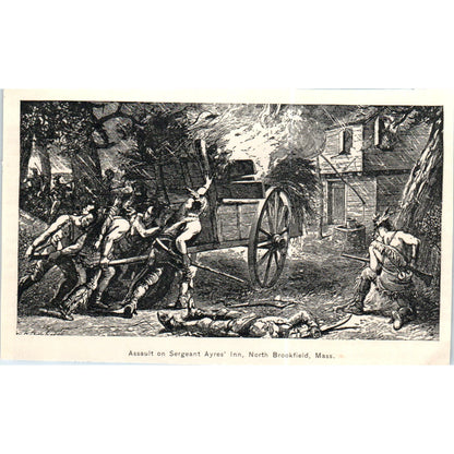 Assault on Sergeant Ayres' Inn North Brookfield MA c1890 Victorian Print AE8-CH4