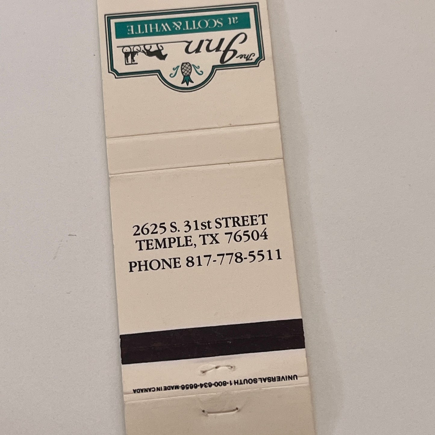 The Inn at Scott & White Temple TX Vintage Matchbook Cover MB59-3