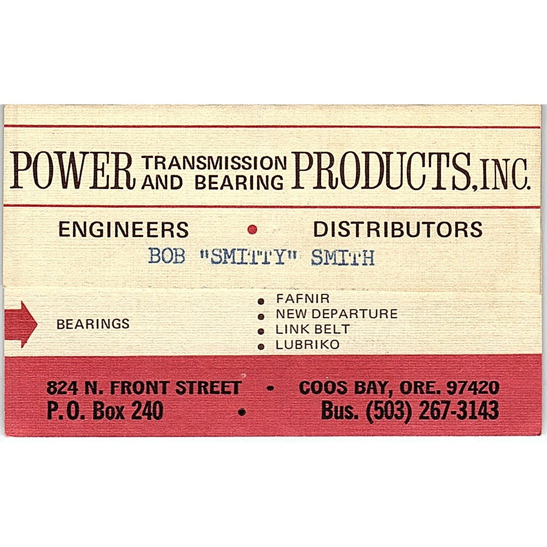 Bob Smith Power Transmission & Bearing Products Coos Bay Business Card TH2-B1