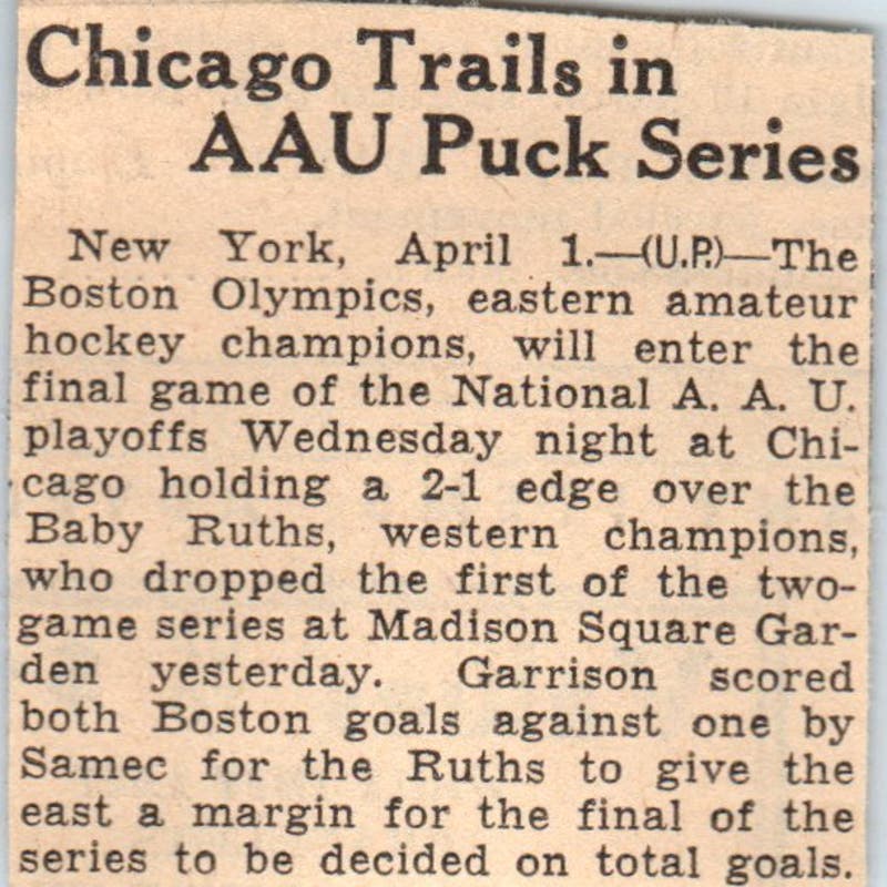 Chicago Trails in AAU Puck Series 1935 Minneapolis Journal Article AE7-N6