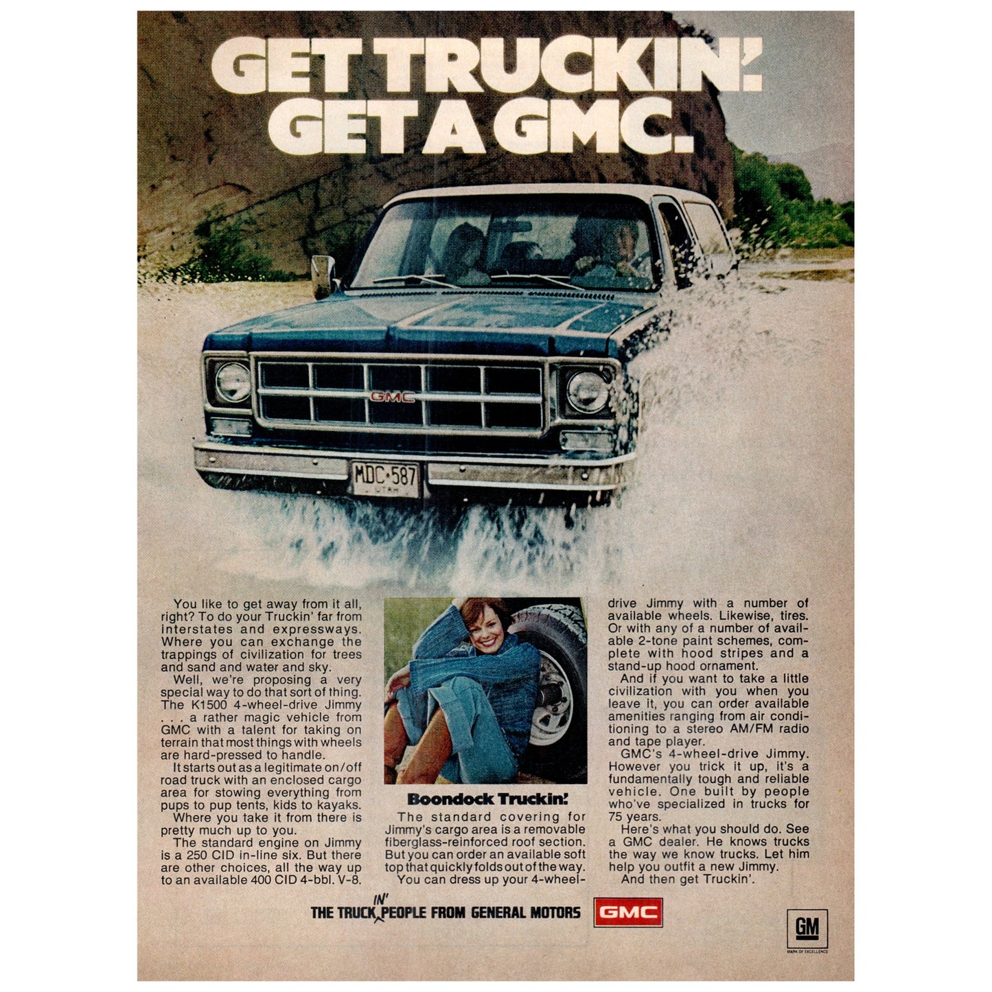 GMC Jimmy K1500 4x4 Boondock Truckin' 1977 Ad D25