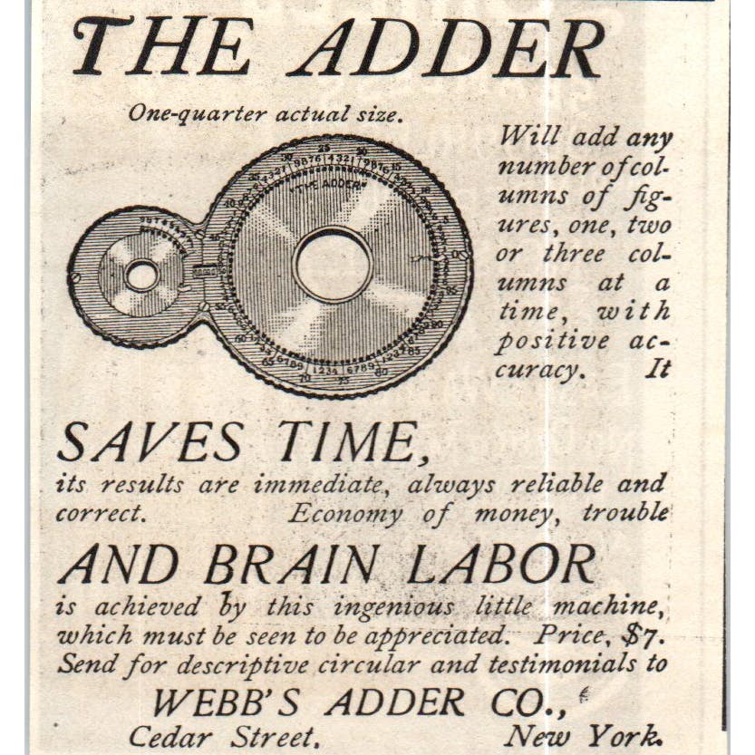 Webb's Adder Co Adding Machine NY c1890 Victorian Ad AE8-CH9