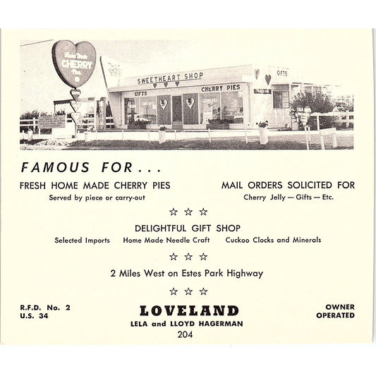 Sweetheart Shop Lela & Lloyd Hagerman, Dreamland Motel Loveland 1958 Ad AG1-H2